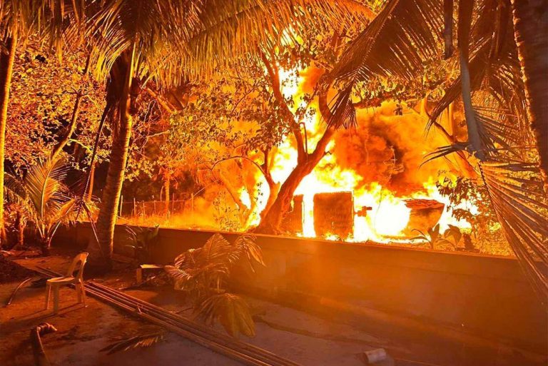 ނިލަންދޫ ފެނަކަ އޮފީސް ކައިރީ ހުރި ފައިބަރު ކުނިތަކެއްގައި ރޯވި އަލިފާން ނިއްވާލައިފި